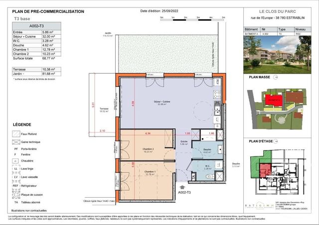 appartement à vendre - 3 pièces - 69.29 m2 - ESTRABLIN - 38 - RHONE-ALPES - Century 21 Immobilier Batigimm