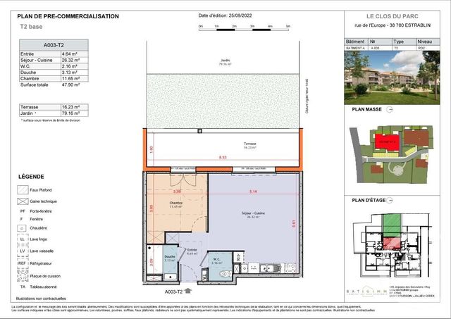 appartement à vendre - 2 pièces - 39.38 m2 - ESTRABLIN - 38 - RHONE-ALPES - Century 21 Immobilier Batigimm