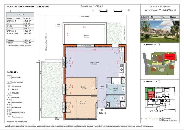 appartement à vendre - 3 pièces - 69.21 m2 - ESTRABLIN - 38 - RHONE-ALPES - Century 21 Immobilier Batigimm