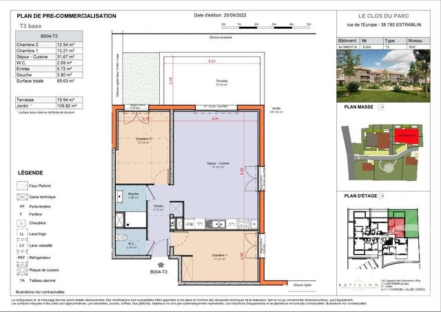 appartement à vendre - 3 pièces - 69.67 m2 - ESTRABLIN - 38 - RHONE-ALPES - Century 21 Immobilier Batigimm