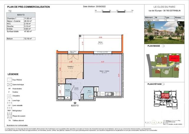 appartement à vendre - 2 pièces - 47.9 m2 - ESTRABLIN - 38 - RHONE-ALPES - Century 21 Immobilier Batigimm