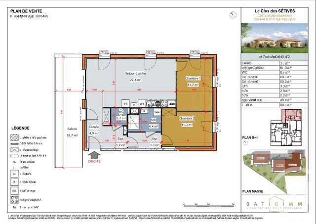 appartement à vendre - 3 pièces - 68.0 m2 - BOURGOIN JALLIEU - 38 - RHONE-ALPES - Century 21 Immobilier Batigimm