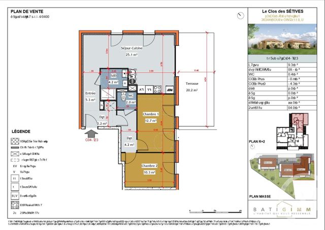 appartement à vendre - 3 pièces - 66.2 m2 - BOURGOIN JALLIEU - 38 - RHONE-ALPES - Century 21 Immobilier Batigimm