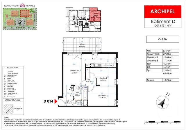 Appartement à vendre - 3 pièces - 65.43 m2 - LA VERPILLIERE - 38 - RHONE-ALPES - Century 21 Immobilier Batigimm
