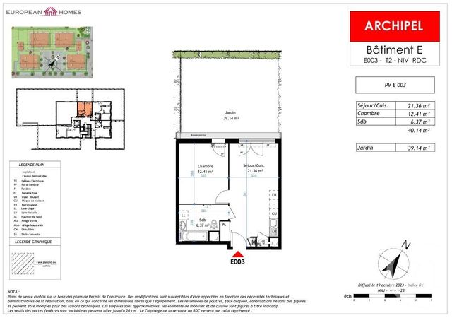Appartement à vendre - 2 pièces - 40.13 m2 - LA VERPILLIERE - 38 - RHONE-ALPES - Century 21 Immobilier Batigimm
