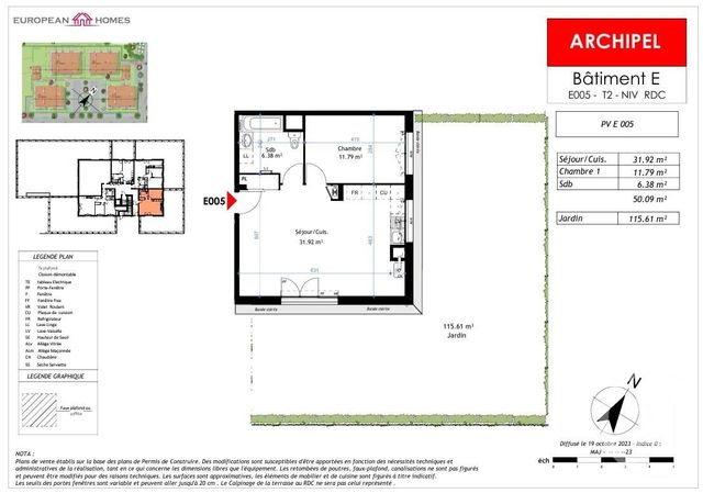 Appartement à vendre - 2 pièces - 50.09 m2 - LA VERPILLIERE - 38 - RHONE-ALPES - Century 21 Immobilier Batigimm