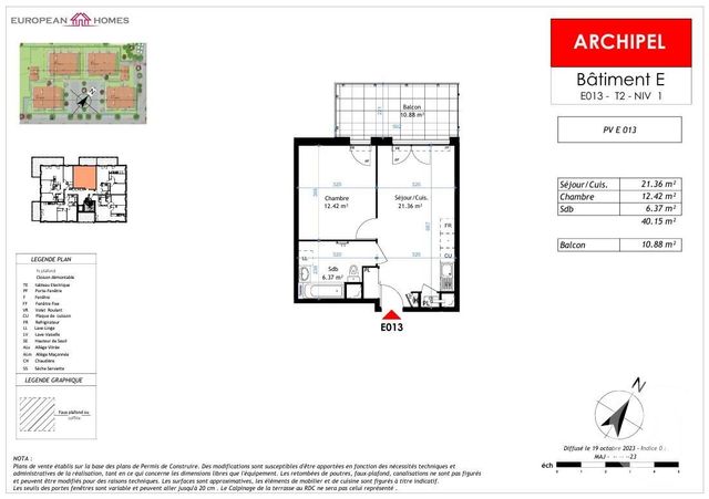 Appartement à vendre - 2 pièces - 40.15 m2 - LA VERPILLIERE - 38 - RHONE-ALPES - Century 21 Immobilier Batigimm