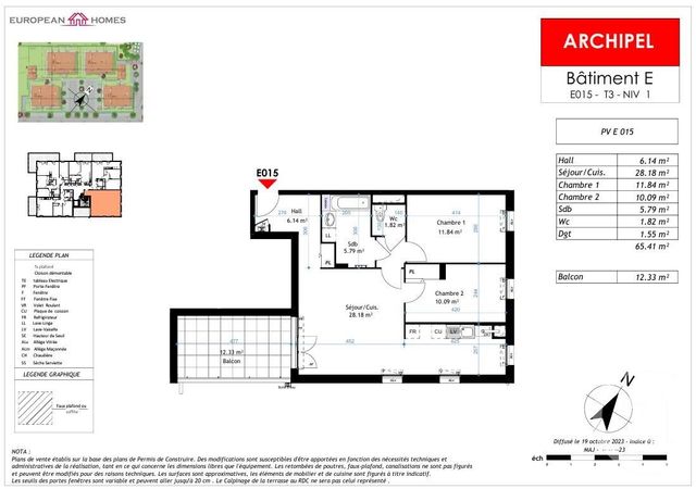 Appartement à vendre - 3 pièces - 65.41 m2 - LA VERPILLIERE - 38 - RHONE-ALPES - Century 21 Immobilier Batigimm
