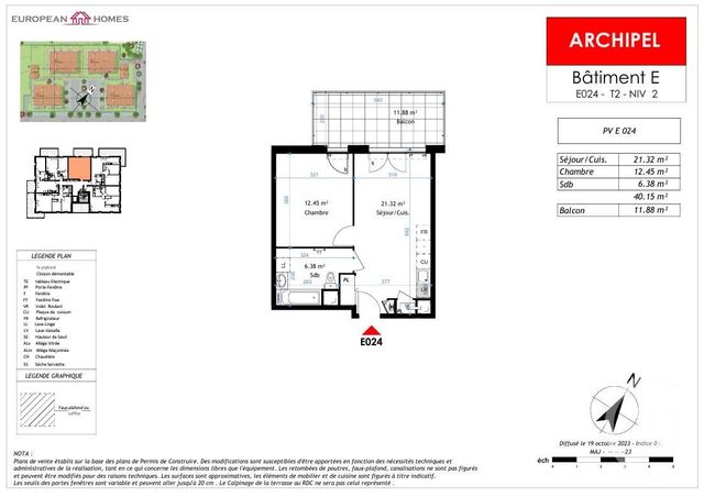 Appartement à vendre - 2 pièces - 40.15 m2 - LA VERPILLIERE - 38 - RHONE-ALPES - Century 21 Immobilier Batigimm