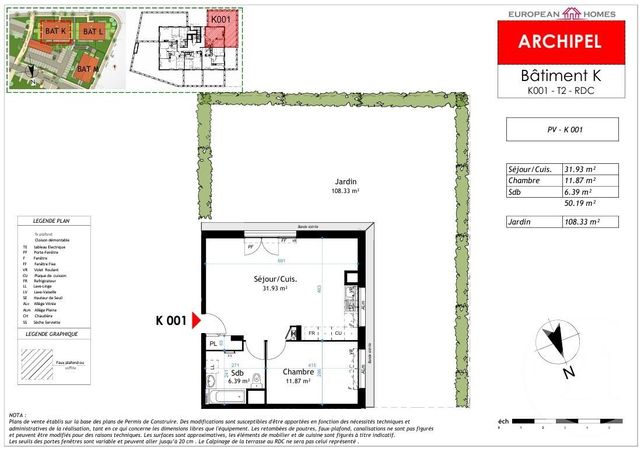 Appartement T2 à vendre - 2 pièces - 50.19 m2 - LA VERPILLIERE - 38 - RHONE-ALPES - Century 21 Immobilier Batigimm