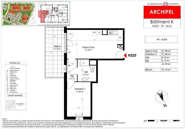 Appartement T2 à vendre - 2 pièces - 41.7 m2 - LA VERPILLIERE - 38 - RHONE-ALPES - Century 21 Immobilier Batigimm