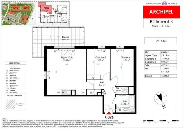 Appartement T3 à vendre - 3 pièces - 61.15 m2 - LA VERPILLIERE - 38 - RHONE-ALPES - Century 21 Immobilier Batigimm
