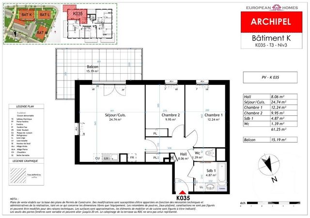 Appartement T3 à vendre - 3 pièces - 61.25 m2 - LA VERPILLIERE - 38 - RHONE-ALPES - Century 21 Immobilier Batigimm